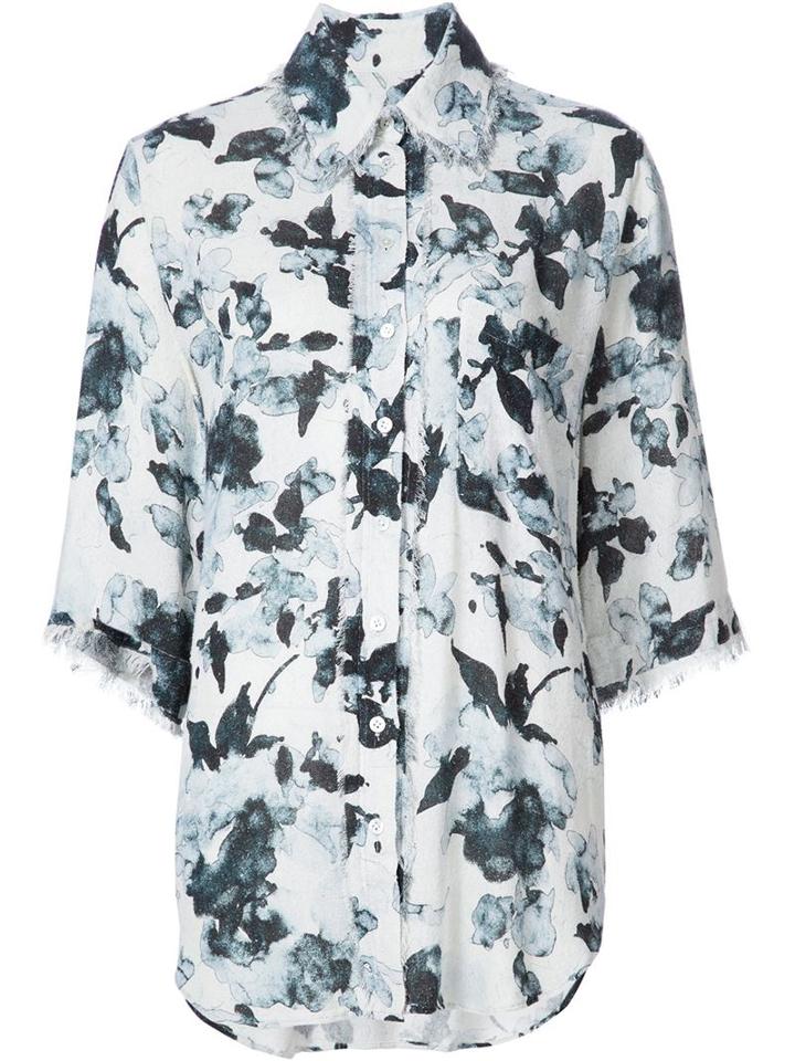 Raquel Allegra Frayed Floral Print Shirt