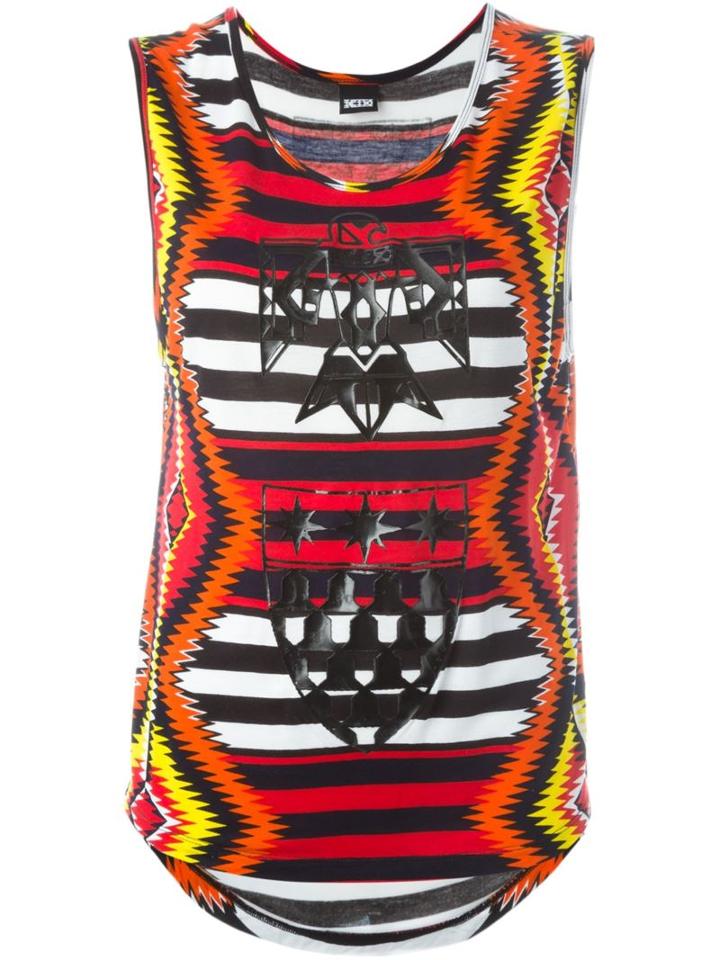 Ktz Herald Print Striped Top, Women's, Size: Small, Rayon