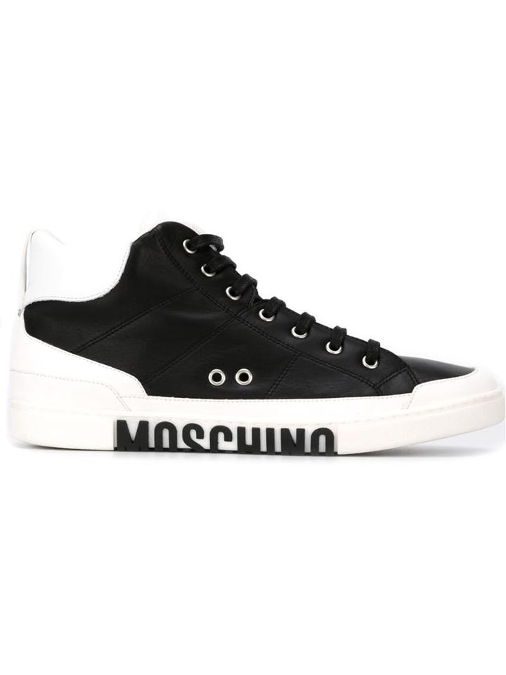 Moschino Logo Hi-top Sneakers, Men's, Size: 39, Black, Leather/rubber