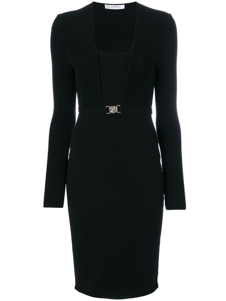 Versace Collection Layered Belted Dress - Black