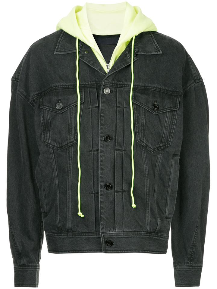 Juun.j Layered Hooded Denim Jacket - Grey