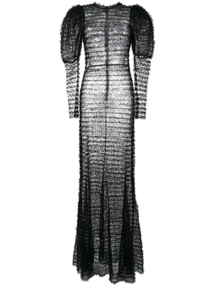 Alessandra Rich Sheer Lace Gown - Black