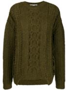 Stella Mccartney Frayed Cable-knit Jumper - Green