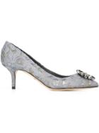 Dolce & Gabbana Belluci Pumps, Women's, Size: 38, Grey, Cotton/glass/leather