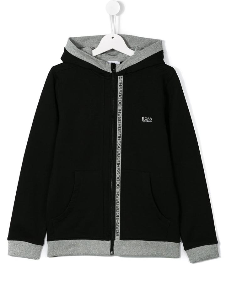 Boss Kids Logo Stripe Hoodie - Black
