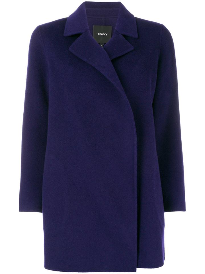 Theory Double-breasted Fitted Coat - Pink & Purple