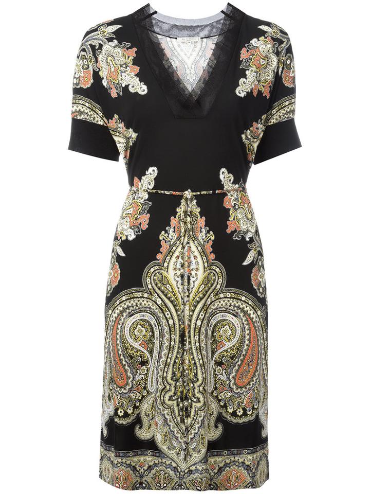 Etro Paisley Print T-shirt Dress, Women's, Size: 42, Black, Viscose