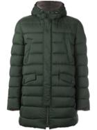 Herno Drawstring Hooded Mid-length Coat, Men's, Size: 48, Green, Polyamide/polyurethane/feather Down
