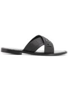 Philipp Plein Crocodile Effect Slides - Black