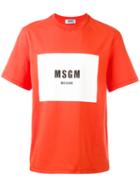Msgm Colour Block Logo Print T-shirt, Men's, Size: Large, Red, Cotton