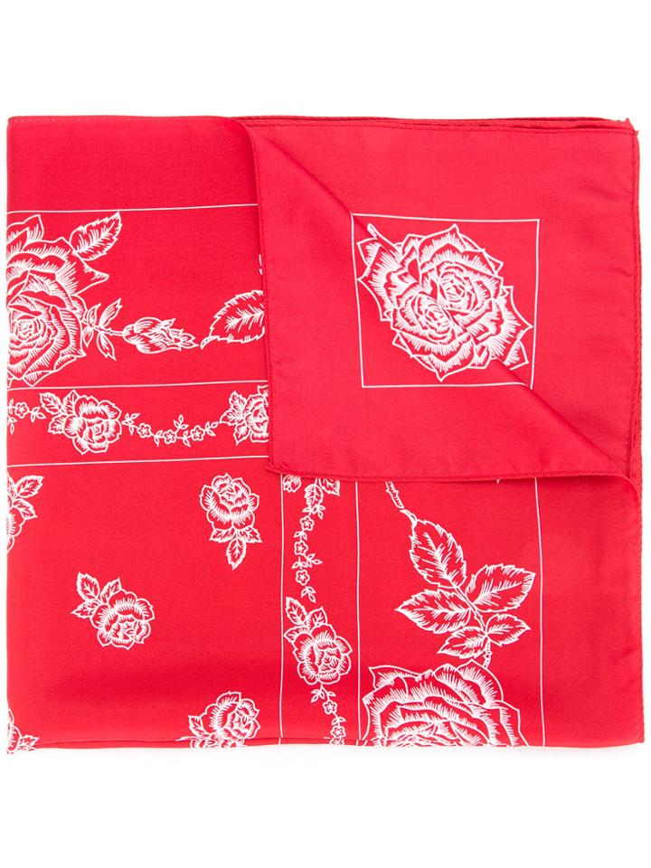 Unused Floral Motif Scarf - Red