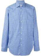 Etro Checked Button Down Shirt, Men's, Size: 40, Blue, Cotton