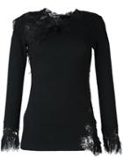 Ermanno Scervino Lace Detail Jumper, Women's, Size: 44, Black, Wool/silk/cashmere/viscose