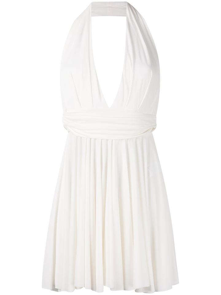 Plein Sud - Halter Neck Plunge Dress - Women - Spandex/elastane/viscose - 36, White, Spandex/elastane/viscose
