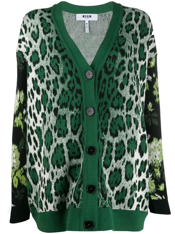 Msgm Oversized Cardigan - Green