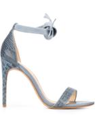 Alexandre Birman Embossed Stiletto Sandals, Women's, Size: 39.5, Blue, Leather
