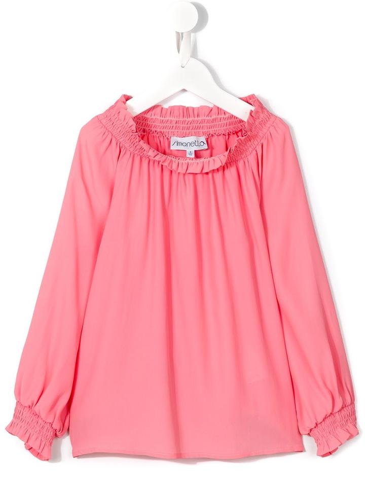 Simonetta Elasticated Neckline Blouse, Girl's, Size: 12 Yrs, Pink/purple
