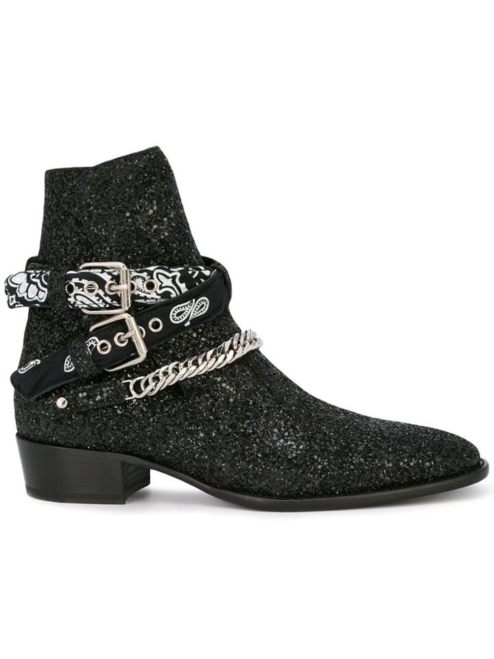 Amiri Glitter Ankle Boots - Black