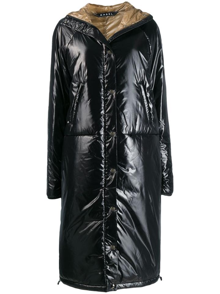 Kassl Editions Shine Effect Puffer Coat - Black