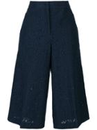 No21 - Lace Cropped Trousers - Women - Cotton/polyamide - 42, Blue, Cotton/polyamide