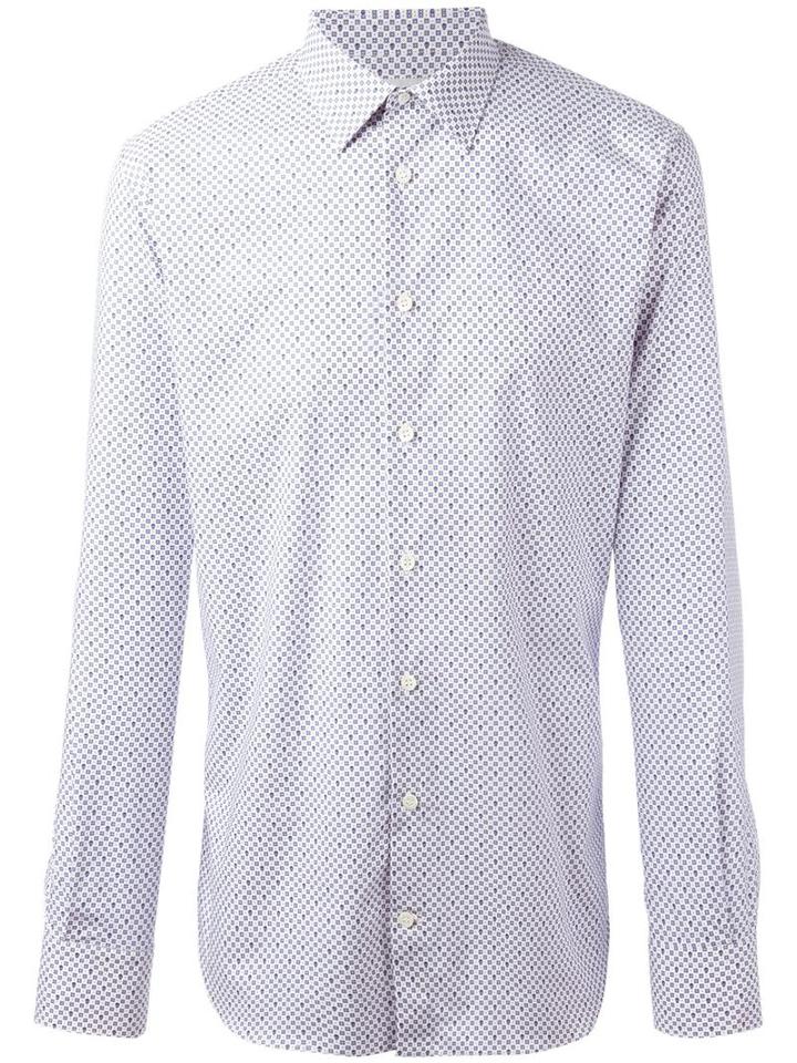 Alexander Mcqueen Micro Skull And Floral Print Shirt, Men's, Size: 15, White, Cotton