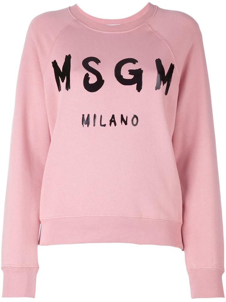 Msgm Logo Print Sweatshirt, Women's, Size: Medium, Pink/purple, Cotton