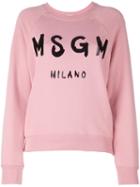 Msgm Logo Print Sweatshirt, Women's, Size: Medium, Pink/purple, Cotton