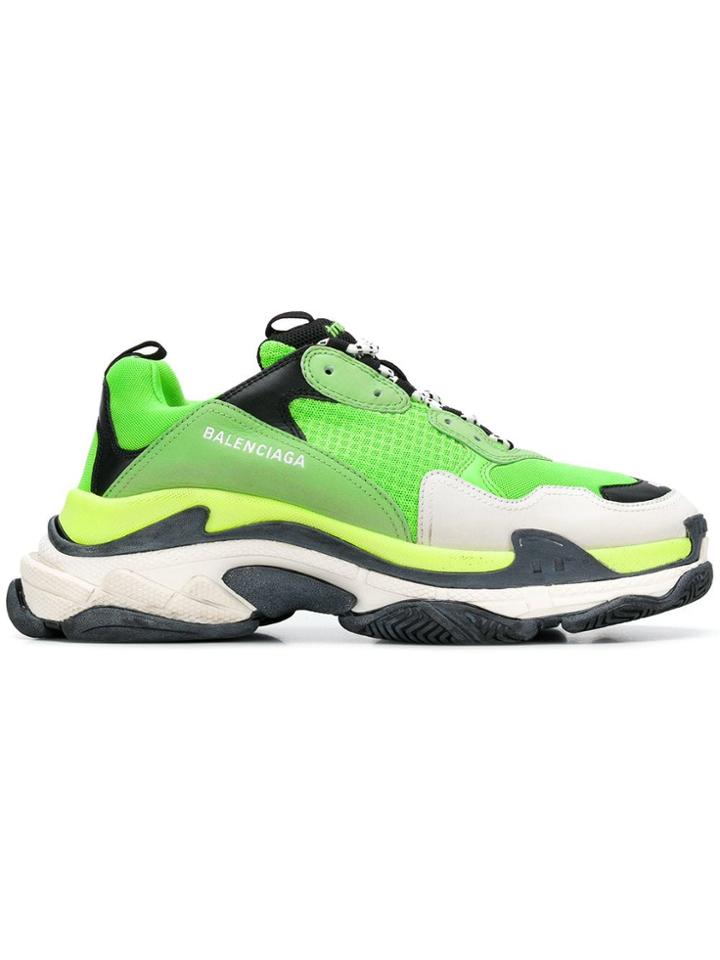 Balenciaga Fluorescent Green Triple S Sneakers