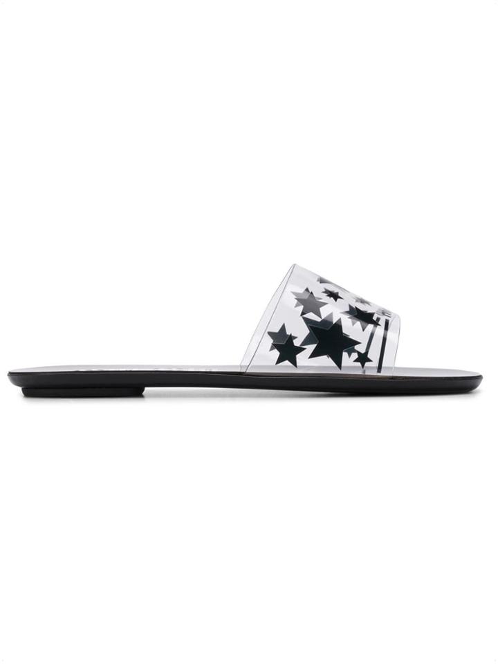 Miu Miu Star Print Flat Sandals - Black