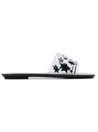 Miu Miu Star Print Flat Sandals - Black