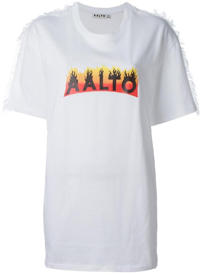 Aalto Logo Print T-shirt, Women's, Size: 38, White, Cotton