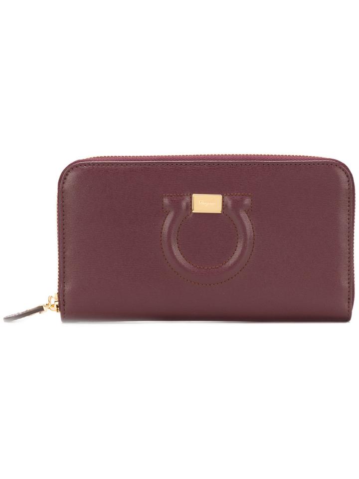 Salvatore Ferragamo Gancio Zip Wallet - Red
