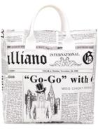 John Galliano Vintage Newspaper Print Tote Bag - White