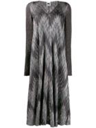 M Missoni Metallic-effect Zigzag Dress - L900m Grigio