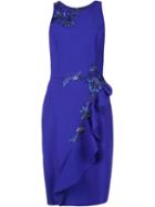 Marchesa Notte Embellished Dress, Women's, Size: 6, Blue, Polyamide