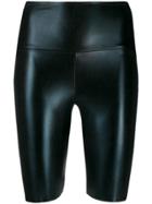 Norma Kamali Side-stripe Wet-look Cycling Shorts - Black