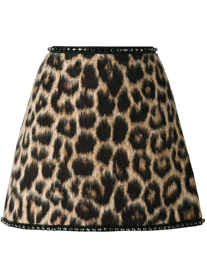 No21 Leopard Print Skirt, Women's, Size: 38, Black, Cotton/acetate/viscose/glass