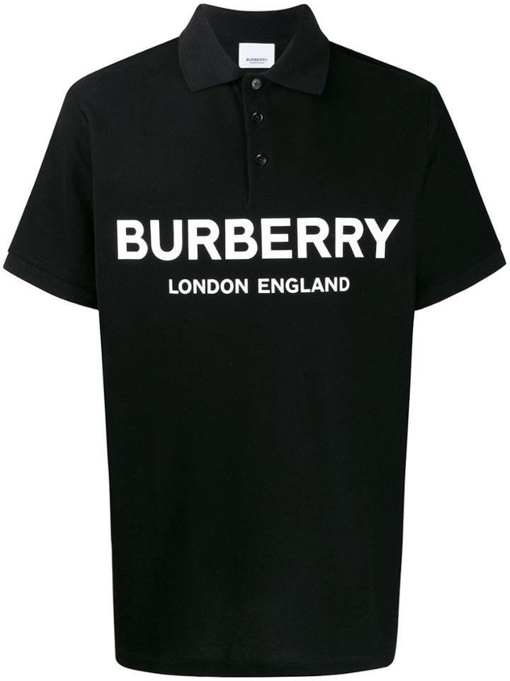 Burberry Logo Print Polo Shirt - Black