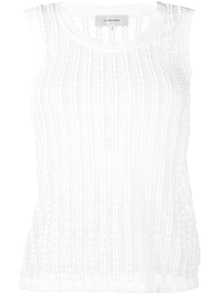 Carven - Ribbed Vest Top - Women - Polyester/spandex/elastane - S, White, Polyester/spandex/elastane