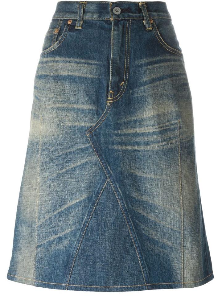 Junya Watanabe Comme Des Garçons Mid-length Denim Skirt, Women's, Size: Xs, Blue, Cotton