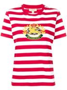 Burberry Crest Appliqué Striped T-shirt - Red
