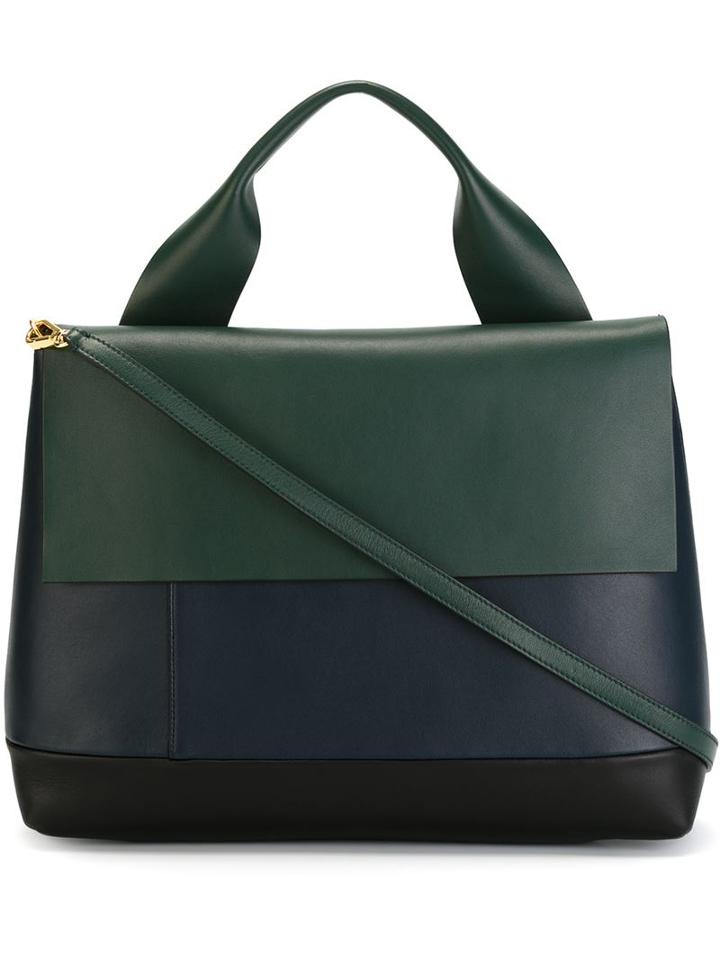 Marni Colour Block Tote, Women's, Green, Lamb Skin