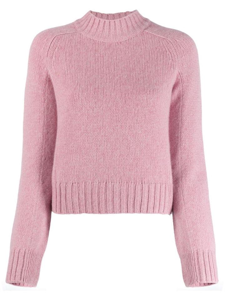 Vince Ribbed Trim Jumper - Pink