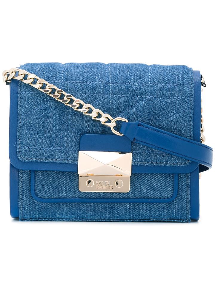 Karl Lagerfeld Quilted Crossbody Bag, Women's, Blue, Leather/cotton