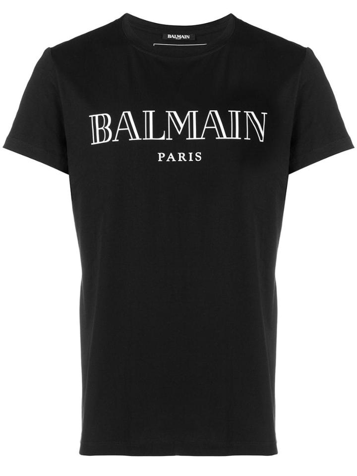 Balmain Logo Printed T-shirt - Black