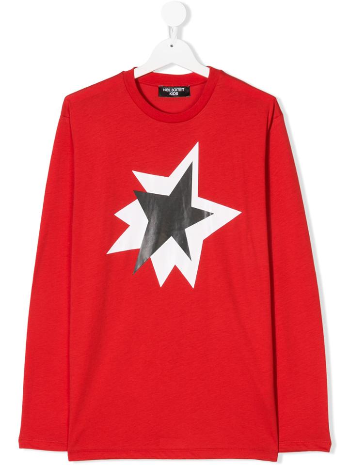 Neil Barrett Kids Teen Graphic Star Print Top - Red