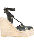 Saint Laurent Wedge Espadrilles, Women's, Size: 38, Black, Rubber/leather