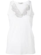 D.exterior - Lace Appliqué V-neck Tank - Women - Viscose/lacquer - S, White, Viscose/lacquer