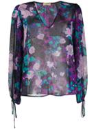 Liu Jo Sheer Floral-print Blouse - Purple