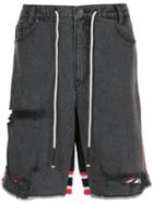 Mostly Heard Rarely Seen Distressed Combination Shorts - Black